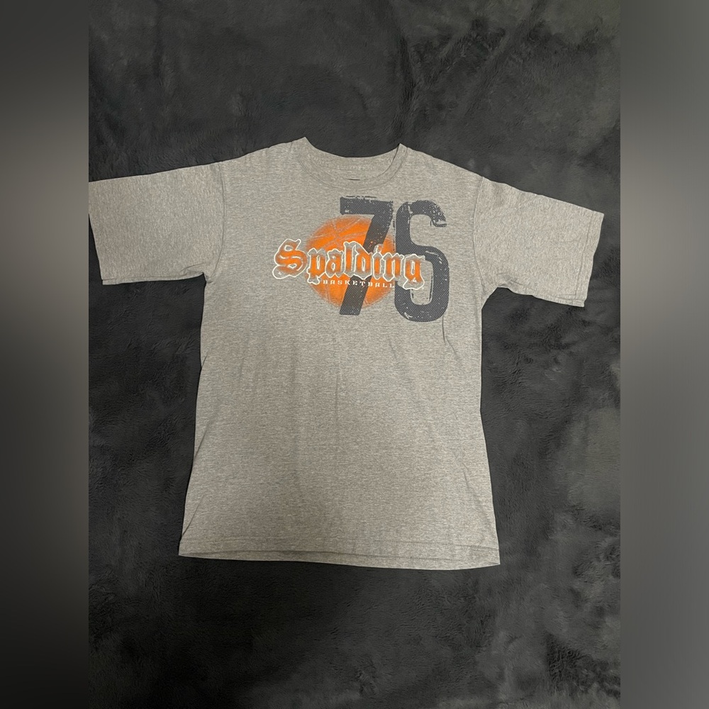 Spalding Gray Short Sleeve Tee with Graphic Design